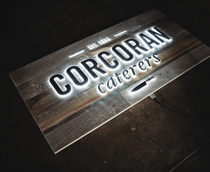 Corcoran Caterers Illuminated Sign Corcoran Caterers Illuminated Sign
