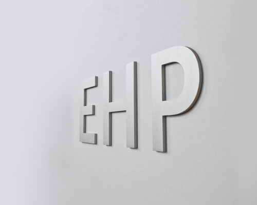 Floating metal sign installation Floating metal sign installation