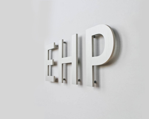 Floating metal sign installation Floating metal sign installation