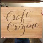 Etched wood sign for Craft Origine