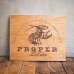 Etched wood sign for Proper Lobster