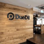 DueDil Floating Wood Sign in Midnight
