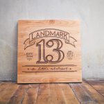 Landmark 13 wood etched sign