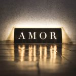 Amor illuminated wood sign