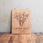 Urban Deer Etched Wood Sign