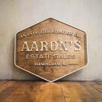 Aaron's estate sales sign