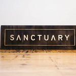 Sanctuary Content Wood Office Sign