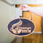 strange brew hanging etched sign