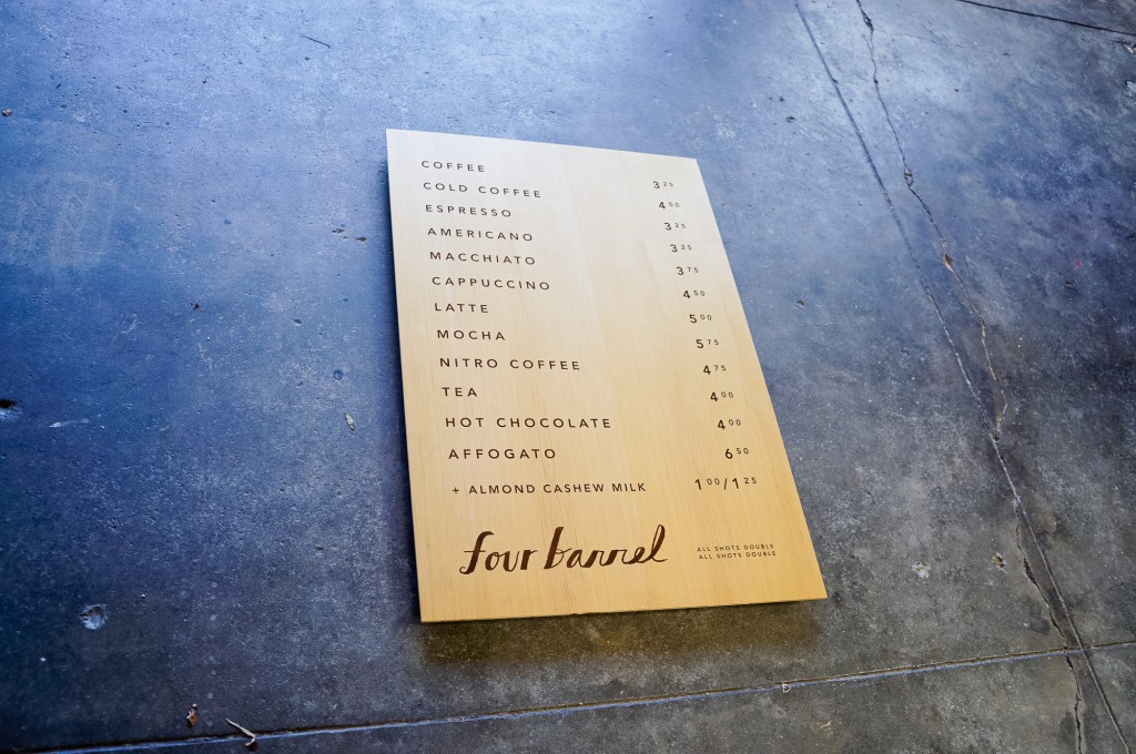 Four Barrel Menu