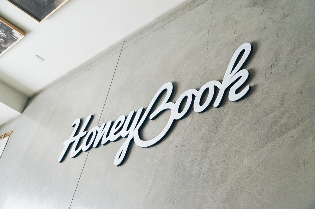 HoneyBook Glossy White Sign