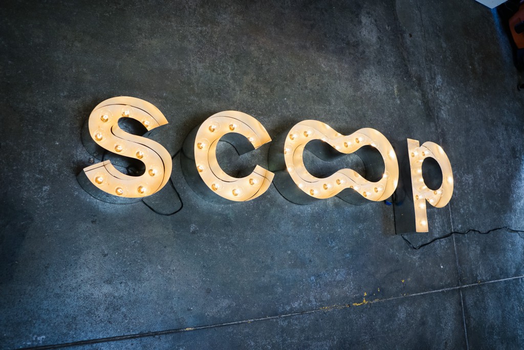 scoop illuminated vintage marquee sign