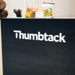 Thumbtack front desk sign