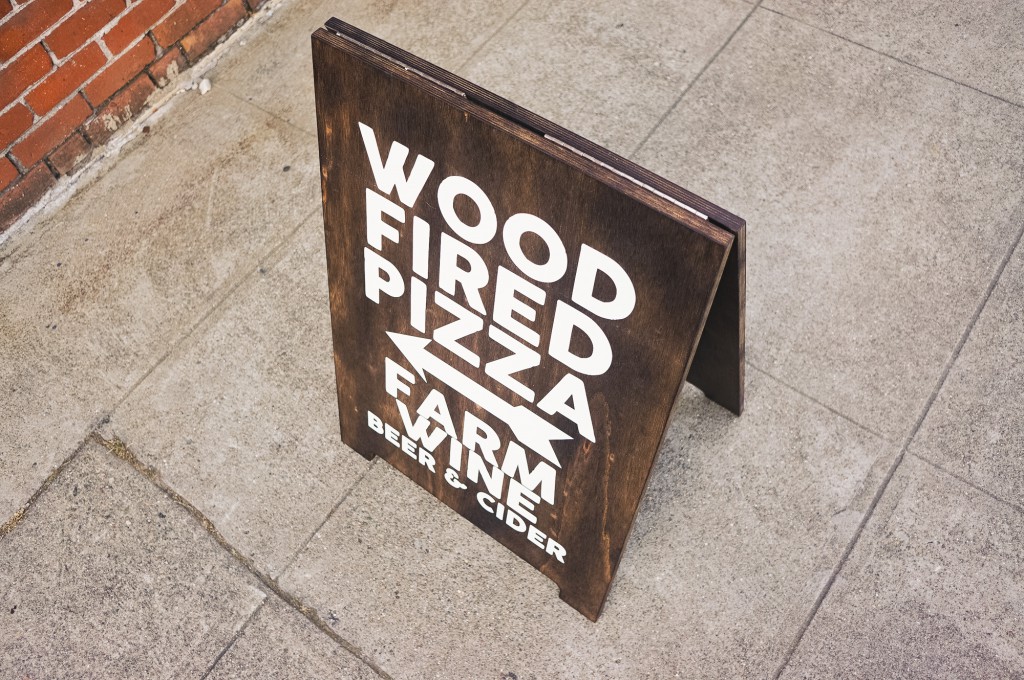 Wood Fired Pizza Torched Wood Sidewalk A-frame Sign