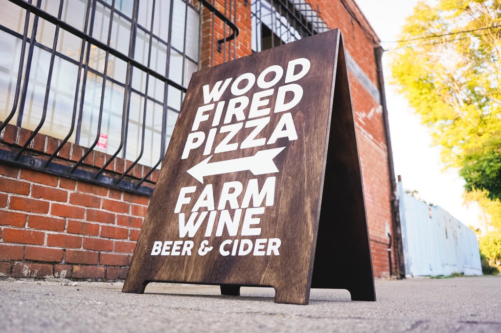 Wood Fired Pizza Torched Wood Sidewalk A-frame Sign
