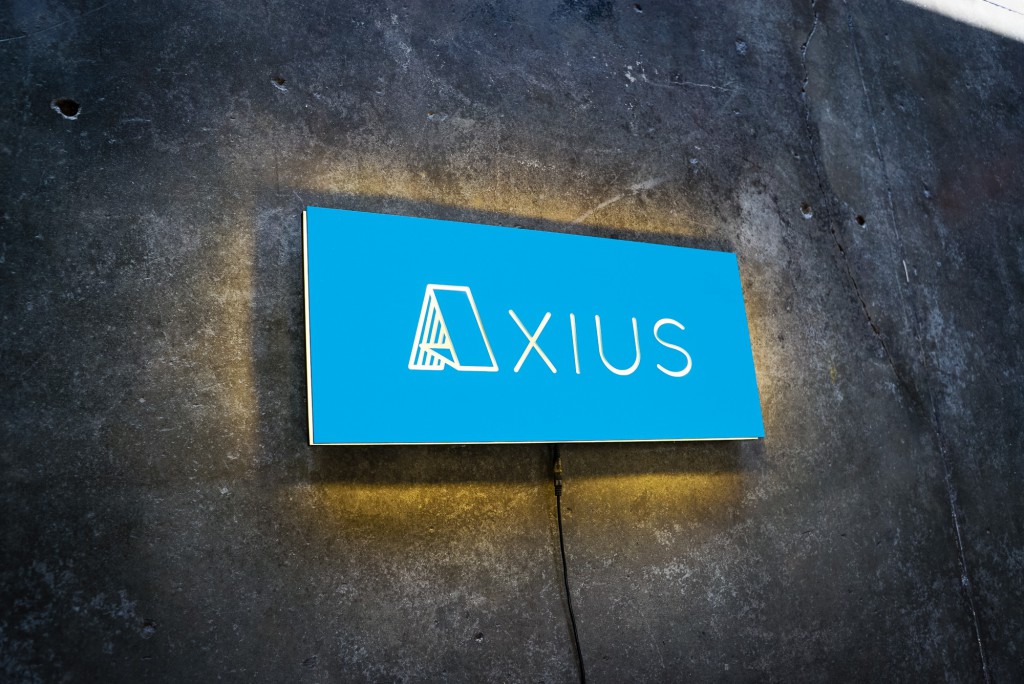 axius blue illuminated sign