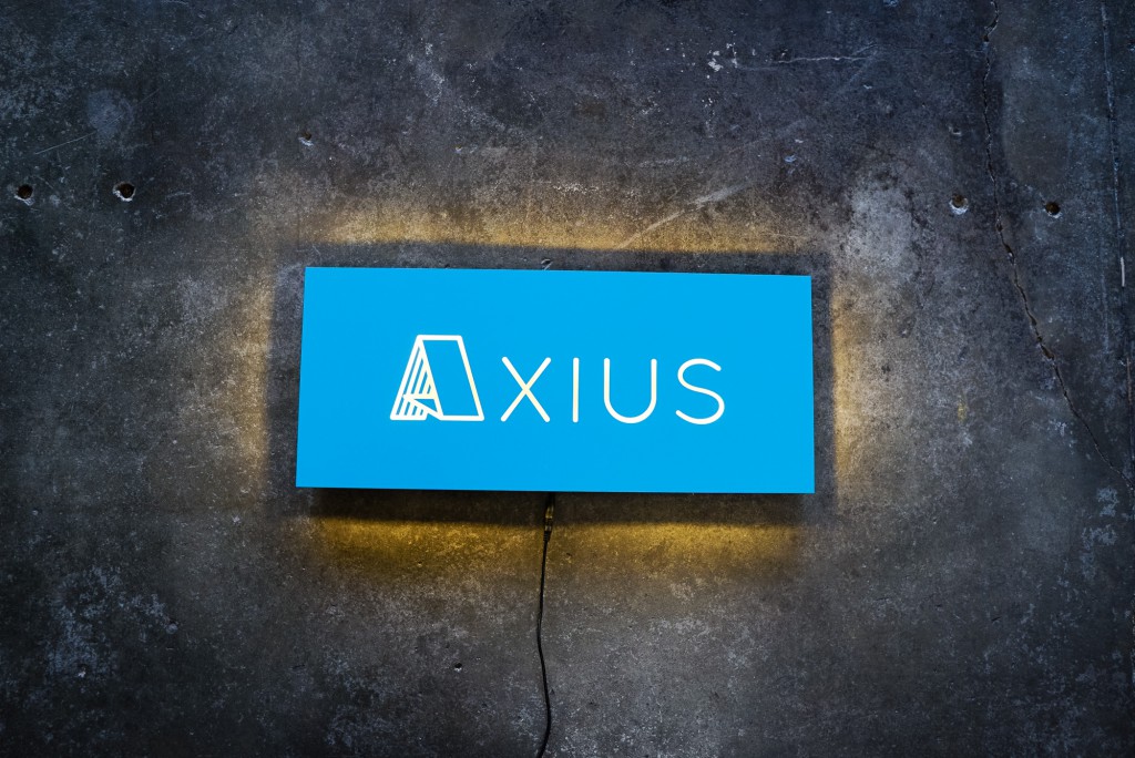 axius blue illuminated sign