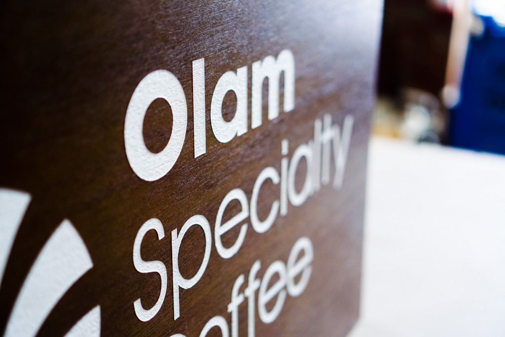 Olam Specialty Coffee Wood Tradeshow Sign