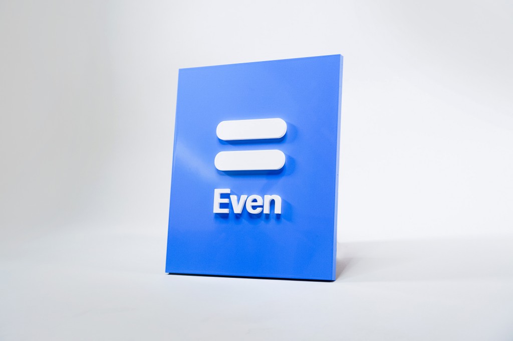 Even glossy blue and white modern dimensional plaque sign