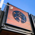 Starbucks large wood slat container sign