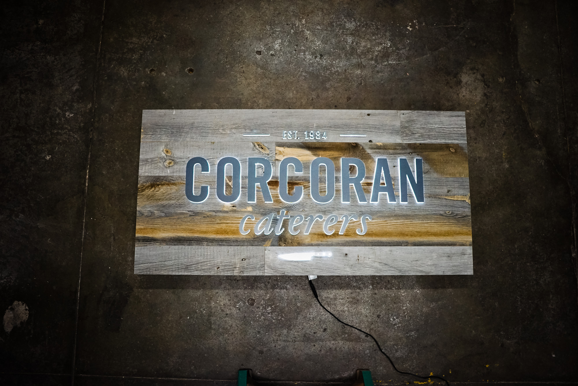 Corcoran Caterers Illuminated Sign