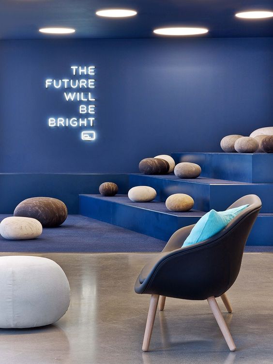 "The future will be bright" neon sign at the Fullscreen office, designed by Rapt studio.