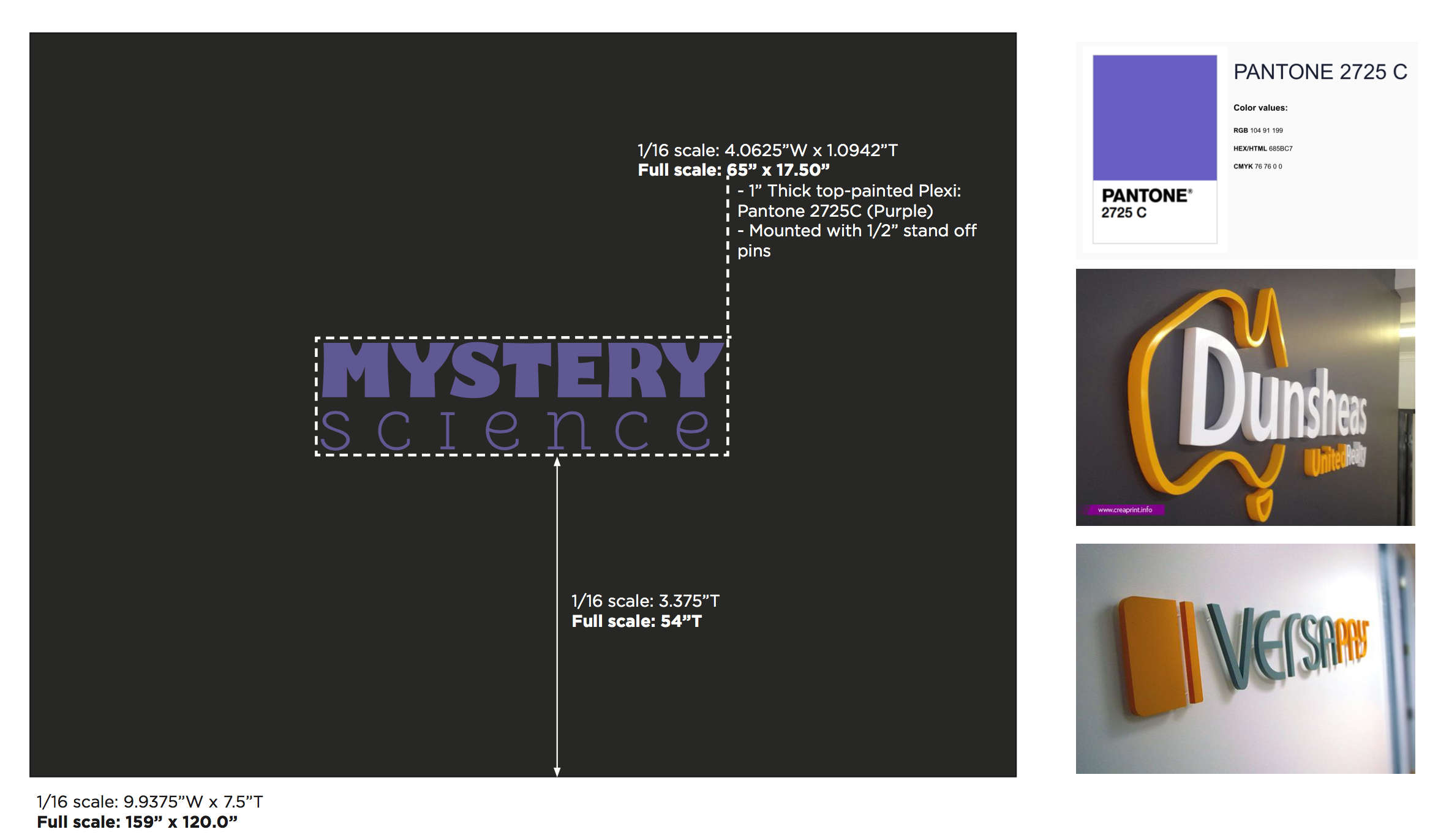 Purple letters on dark grey wall for the Knotel designed Mystery Science lobby, a company that provides open-and-go lessons that inspire kids to love science.
