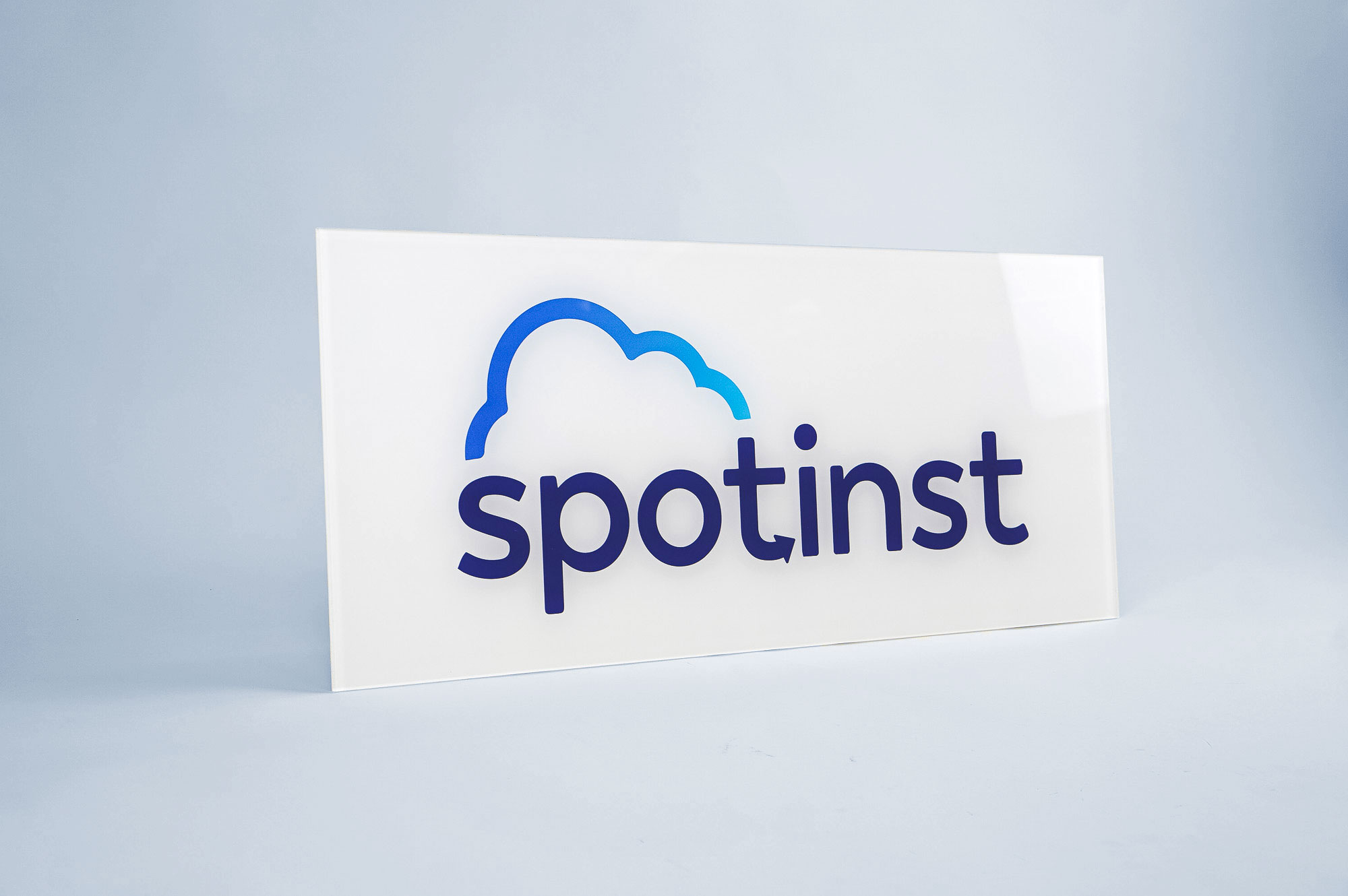Glossy, glass-like back printed panel sign for the office of Spotinst, a San Francisco company that creates workload software. Glossy, glass-like back printed panel sign for the office of Spotinst, a San Francisco company that creates workload software.