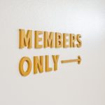 Brushed gold "members only" entrance sign at The Wing San Francisco, a co-working space for women.