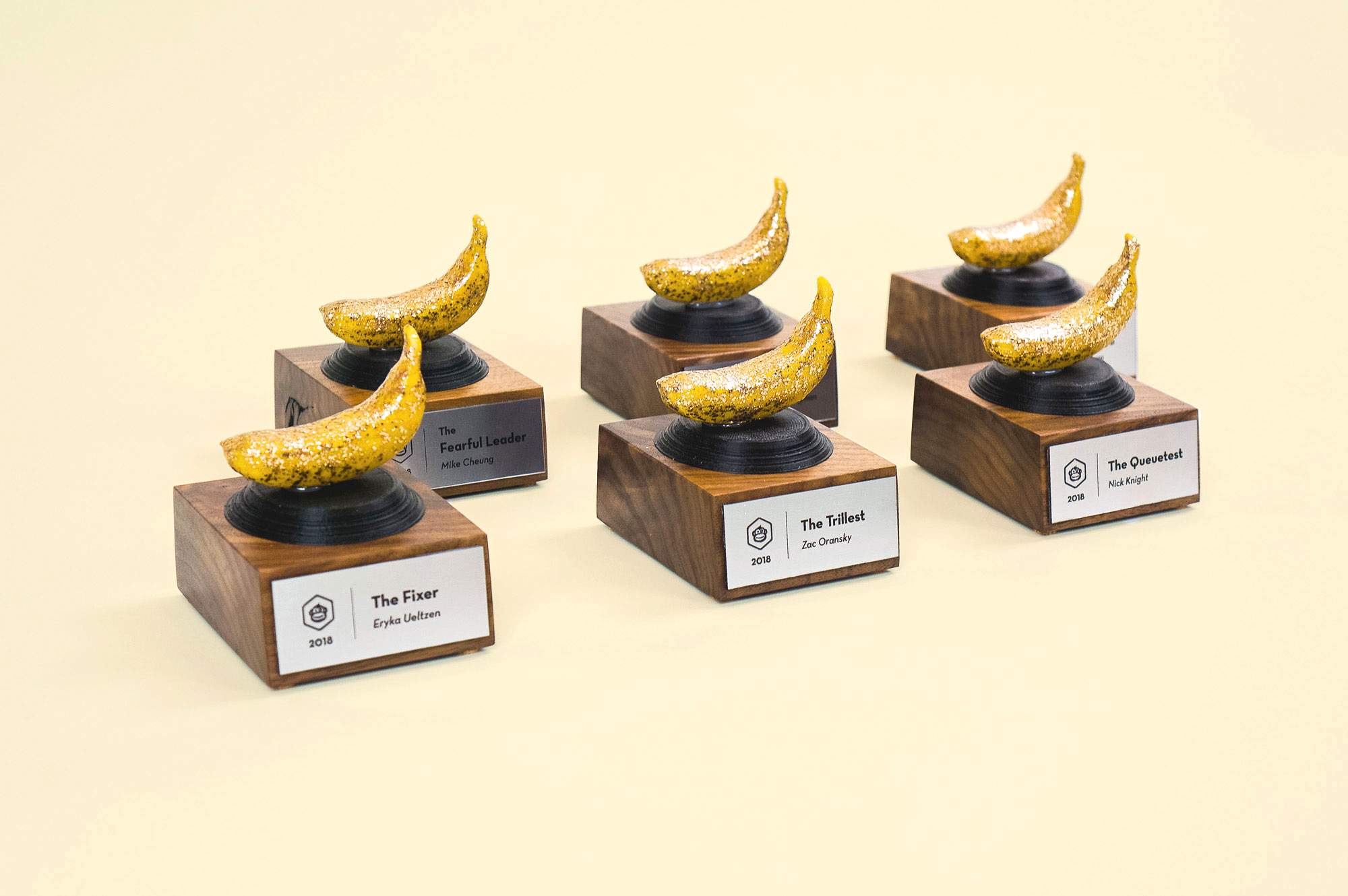 Sparkly banana shaped awards for Tinkering Monkey Sparkly banana shaped awards for Tinkering Monkey