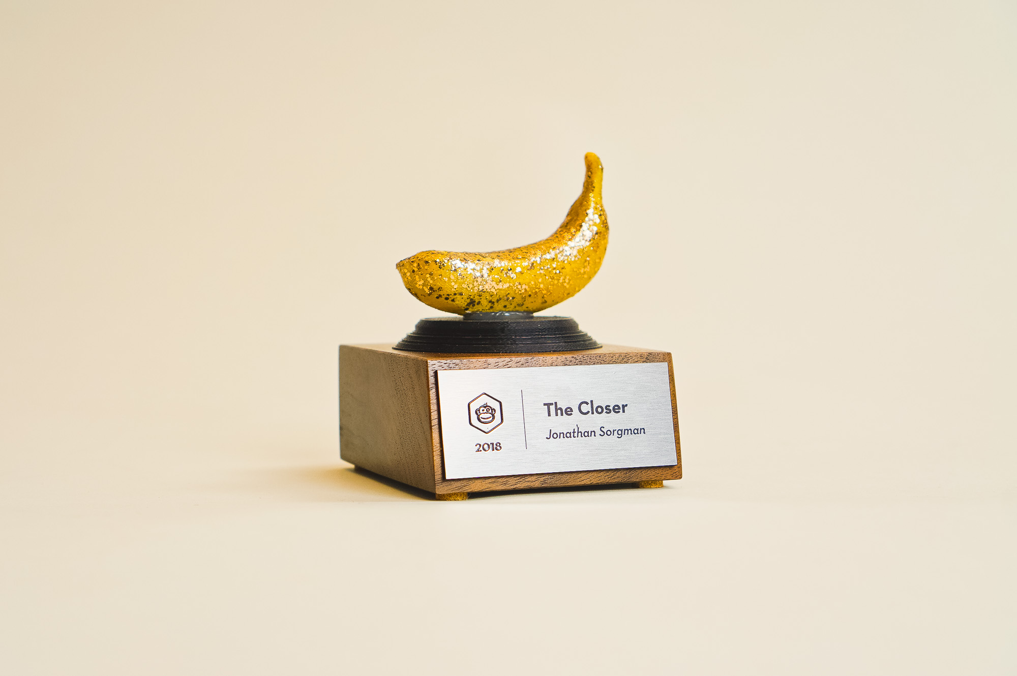 Sparkly banana shaped awards for Tinkering Monkey Sparkly banana shaped awards for Tinkering Monkey