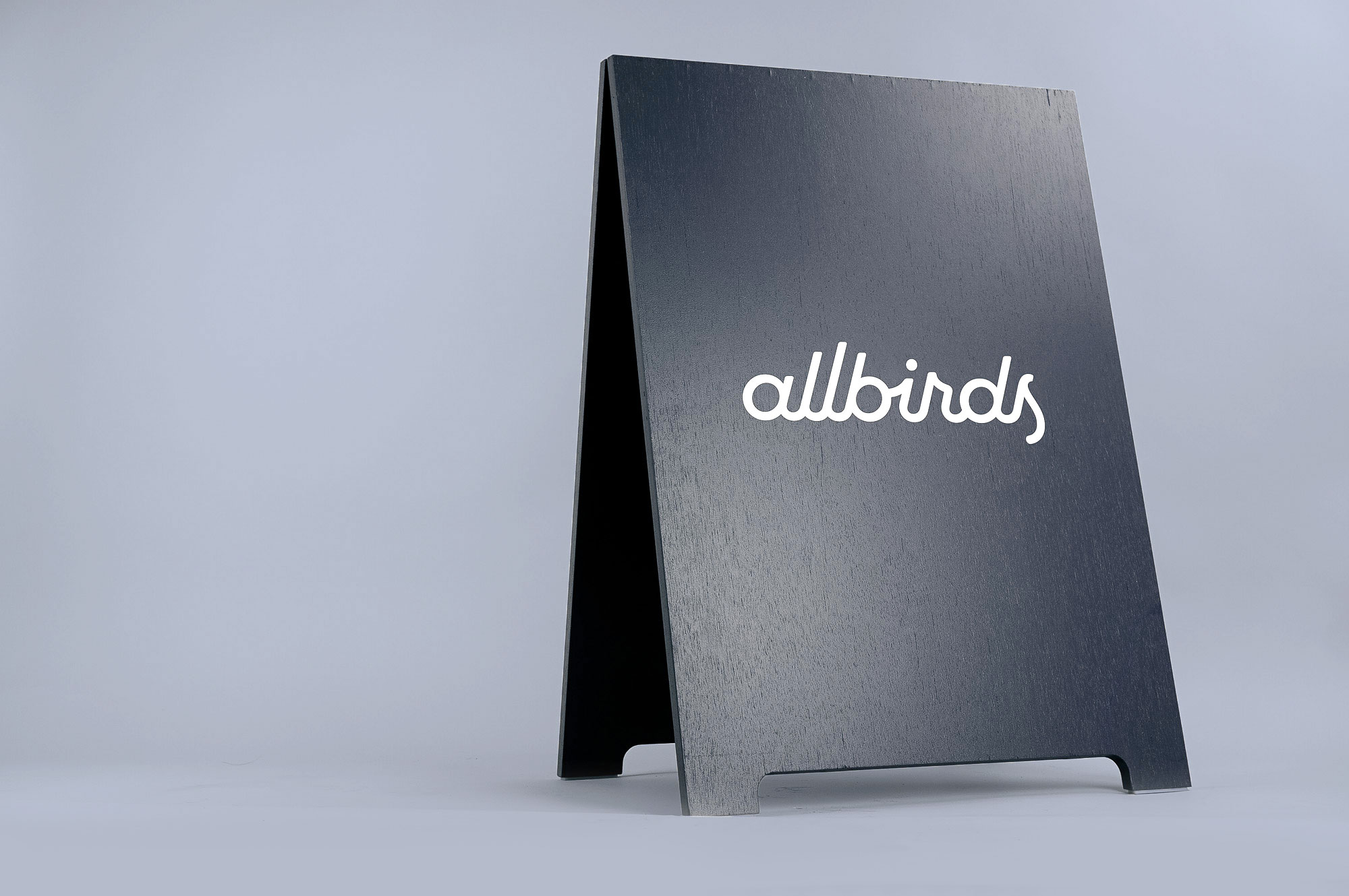 Minimalist black and white A-frame for Allbirds, a San Francisco-based direct-to-consumer startup aimed at designing environmentally friendly footwear. Minimalist black and white A-frame for Allbirds, a San Francisco-based direct-to-consumer startup aimed at designing environmentally friendly footwear.