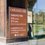 Parking fee sign for the ticket booth at Oakland Zoo