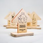 Custom wood arrow shaped 2018 team awards for Reddit, an American social news aggregation, web content rating, and discussion website.