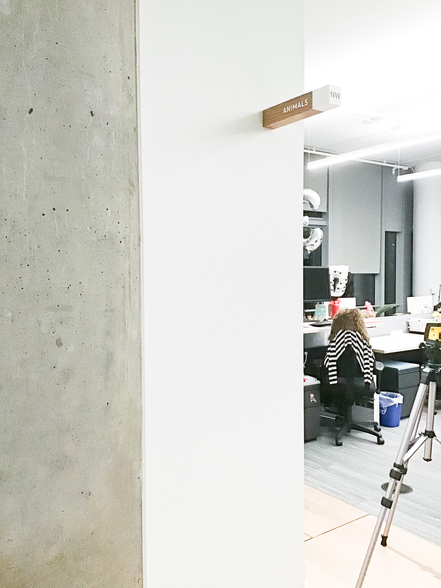 White-painted wood, national park-inspired, overhead wayfinding sign for the office of Slack, a cloud-based set of proprietary team collaboration tools and services. White-painted wood, national park-inspired, overhead wayfinding sign for the office of Slack, a cloud-based set of proprietary team collaboration tools and services.