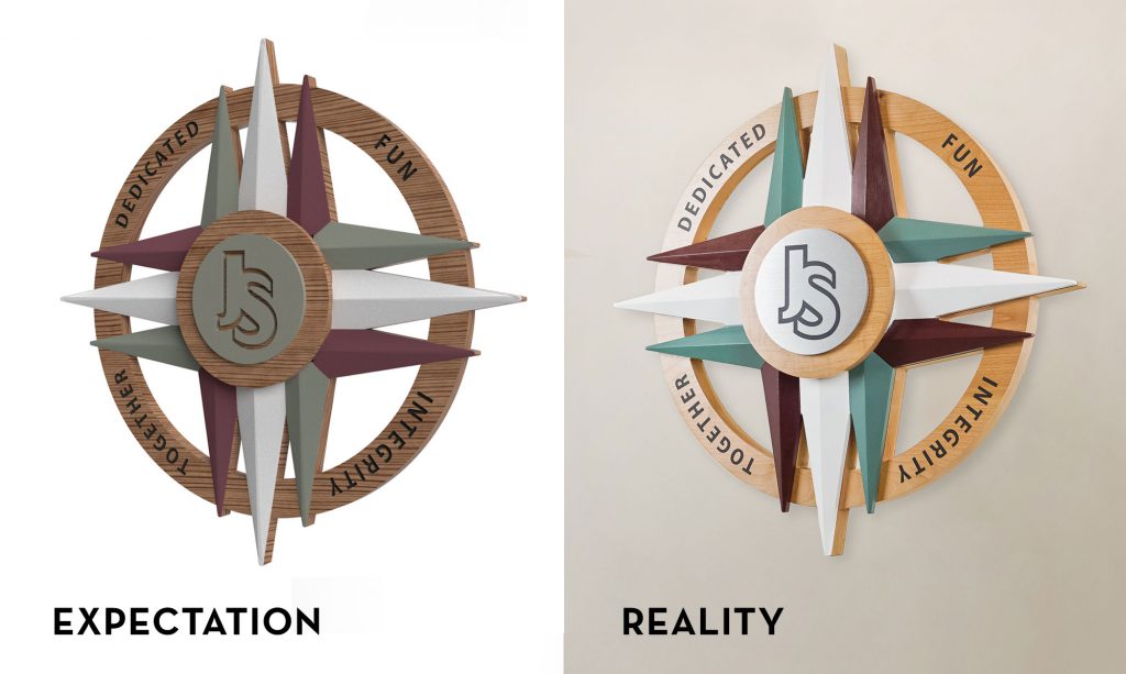 Jansport wall plaque: 3D rendering to reality