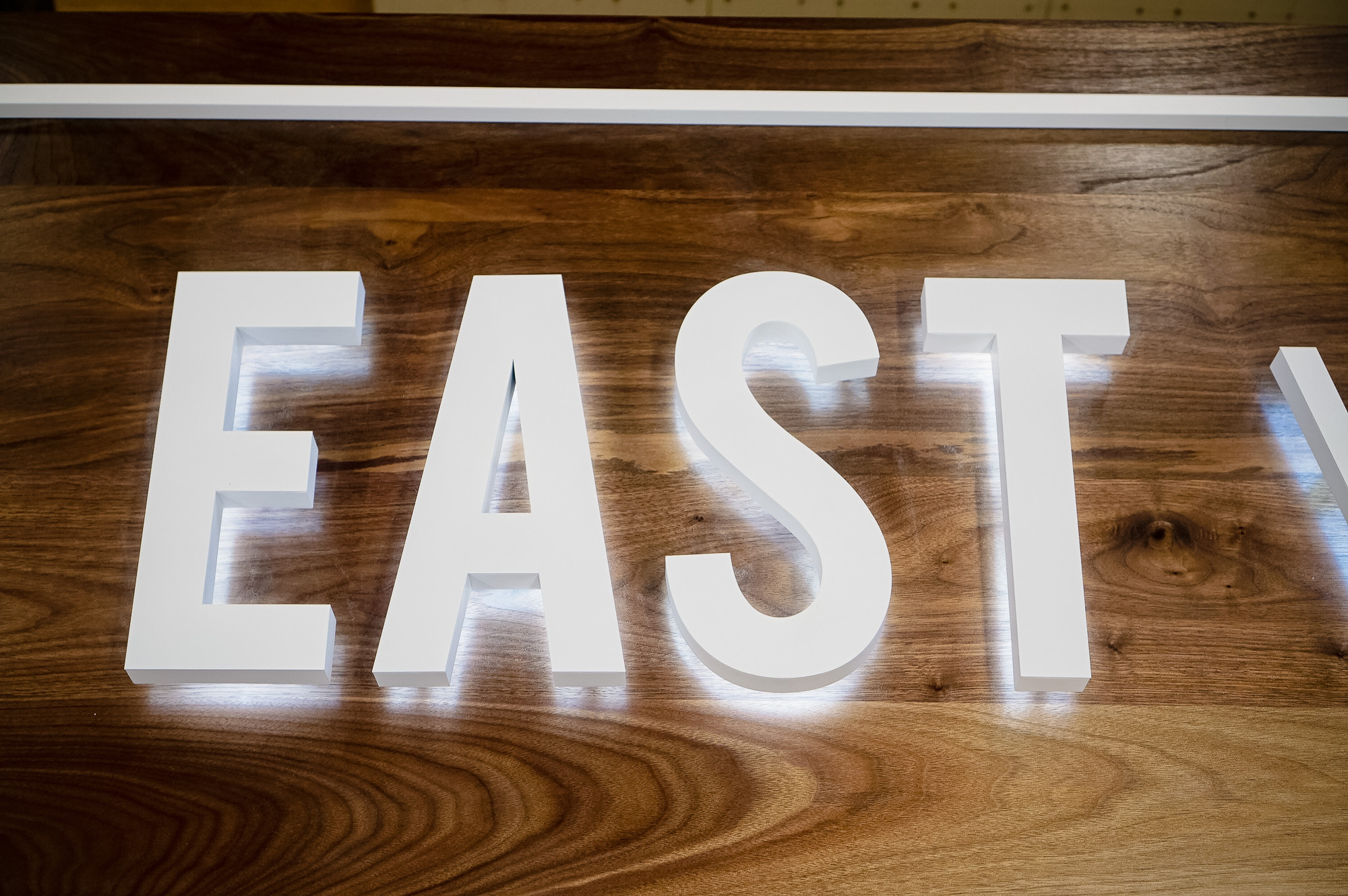 Large solid walnut and white acrylic illuminated sign for Columbia Church, a church in Richland, WA. Large solid walnut and white acrylic illuminated sign for Columbia Church, a church in Richland, WA.