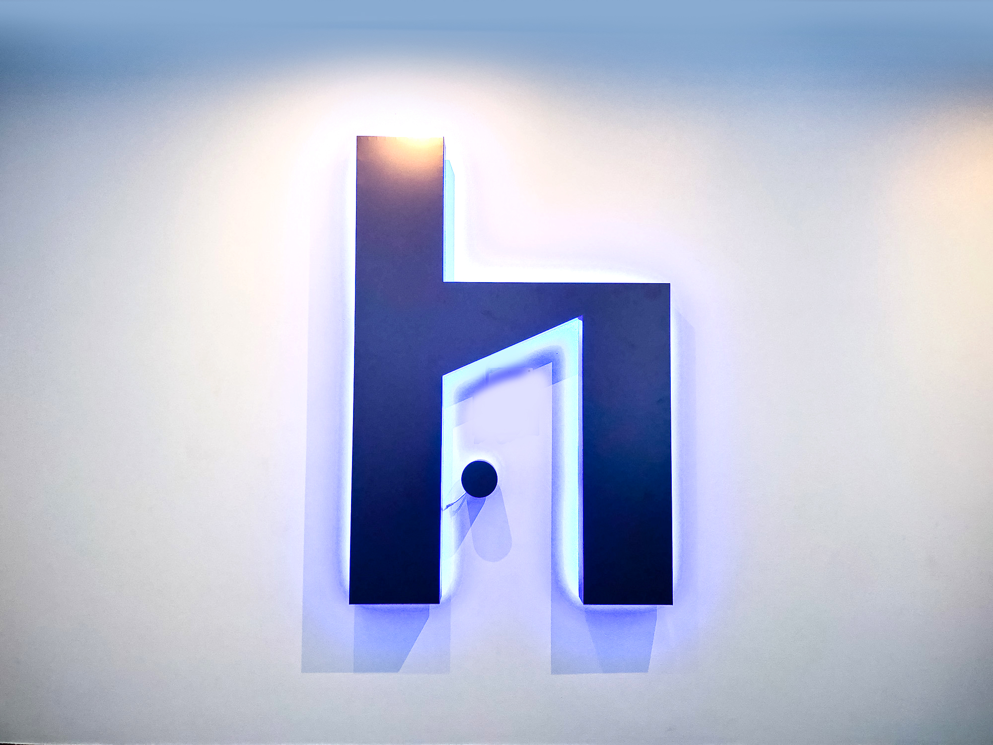 hellooffice-illuminated-straight copy Blue painted, halo-lit, illuminated sign for HelloOffice, a San Francisco technology-powered commercial real estate brokerage helping companies search for office space.