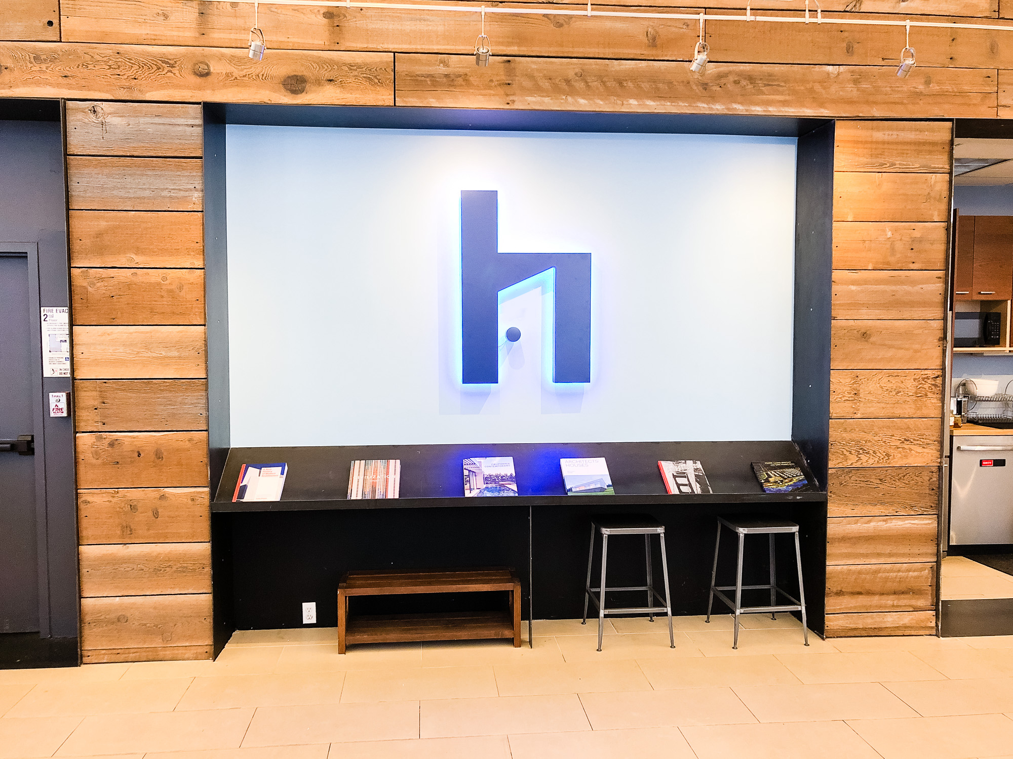 Blue painted, halo-lit, illuminated sign for HelloOffice, a San Francisco technology-powered commercial real estate brokerage helping companies search for office space. Blue painted, halo-lit, illuminated sign for HelloOffice, a San Francisco technology-powered commercial real estate brokerage helping companies search for office space.