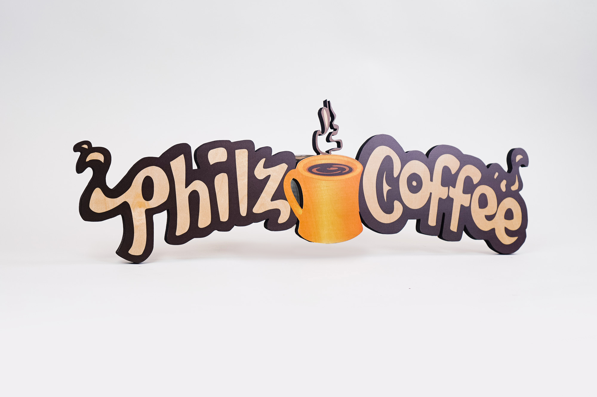 Printed wood, cafe menu sign for Philz Coffee, a coffee company and coffeehouse chain based in San Francisco, California. Printed wood, cafe menu sign for Philz Coffee, a coffee company and coffeehouse chain based in San Francisco, California.