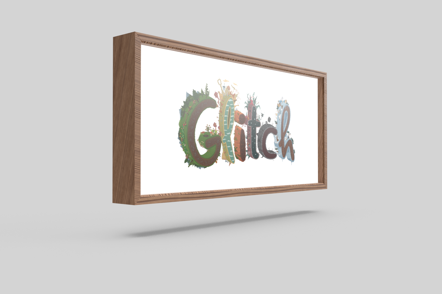 Backprinted full color lightbox sign with wood frame for Glitch, a browser-based, massively multiplayer online game—eventually becoming Slack.