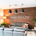 White letters for reclaimed wood wall for Hear The Cry, an organization bringing hope and a future to women and children through grass roots efforts in areas of need.