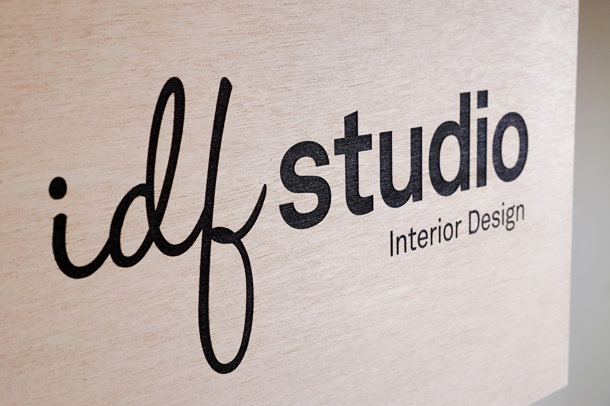 Etched weather resistant wood sign for IDF Studio, an interior design agency based in San Francisco. Etched weather resistant wood sign for IDF Studio, an interior design agency based in San Francisco.