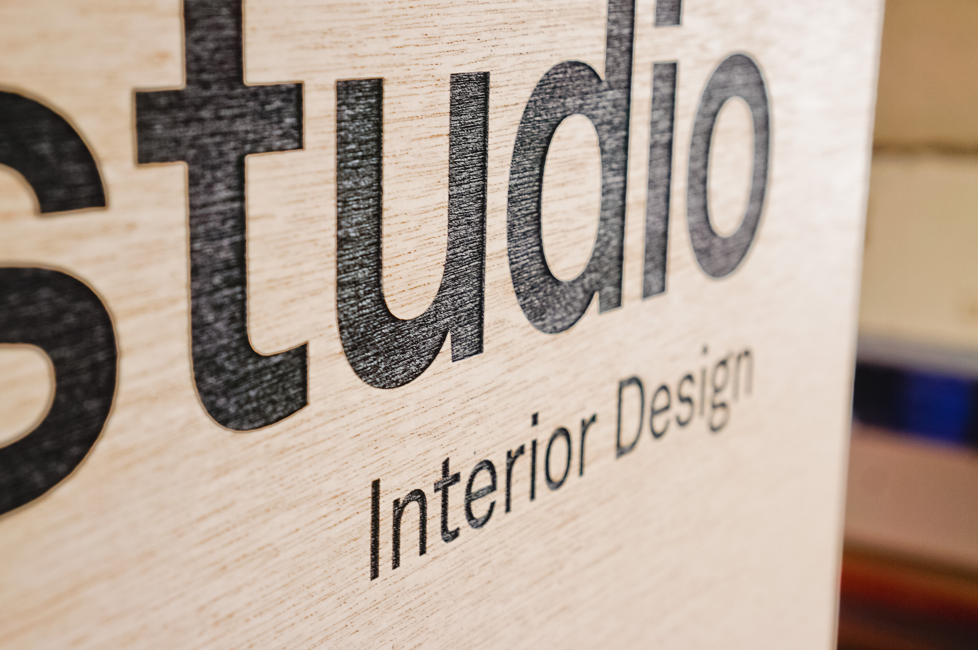 Etched weather resistant wood sign for IDF Studio, an interior design agency based in San Francisco.