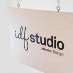 Etched weather resistant wood sign for IDF Studio, an interior design agency based in San Francisco.