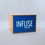 Custom wood and painted lightbox sign for Infuse, a San Francisco based full-service design and software development agency.