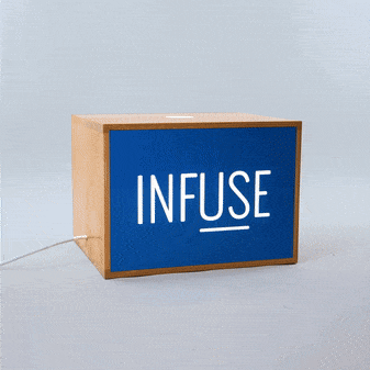 Custom wood and painted lightbox sign for Infuse, a San Francisco based full-service design and software development agency.