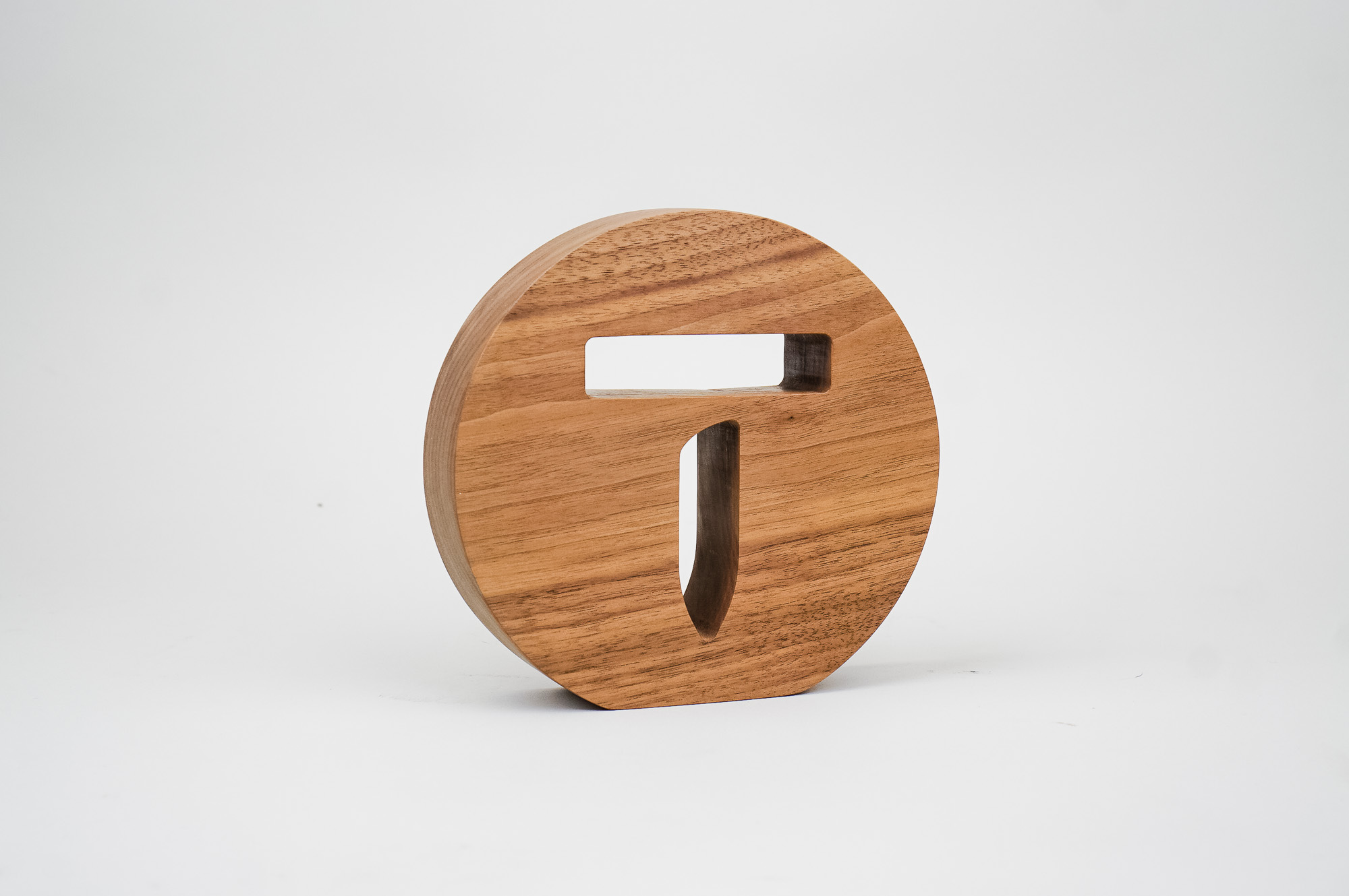 Solid walnut tabletop sign for Thumbtack, a San Francisco based online service that matches customers with local professionals