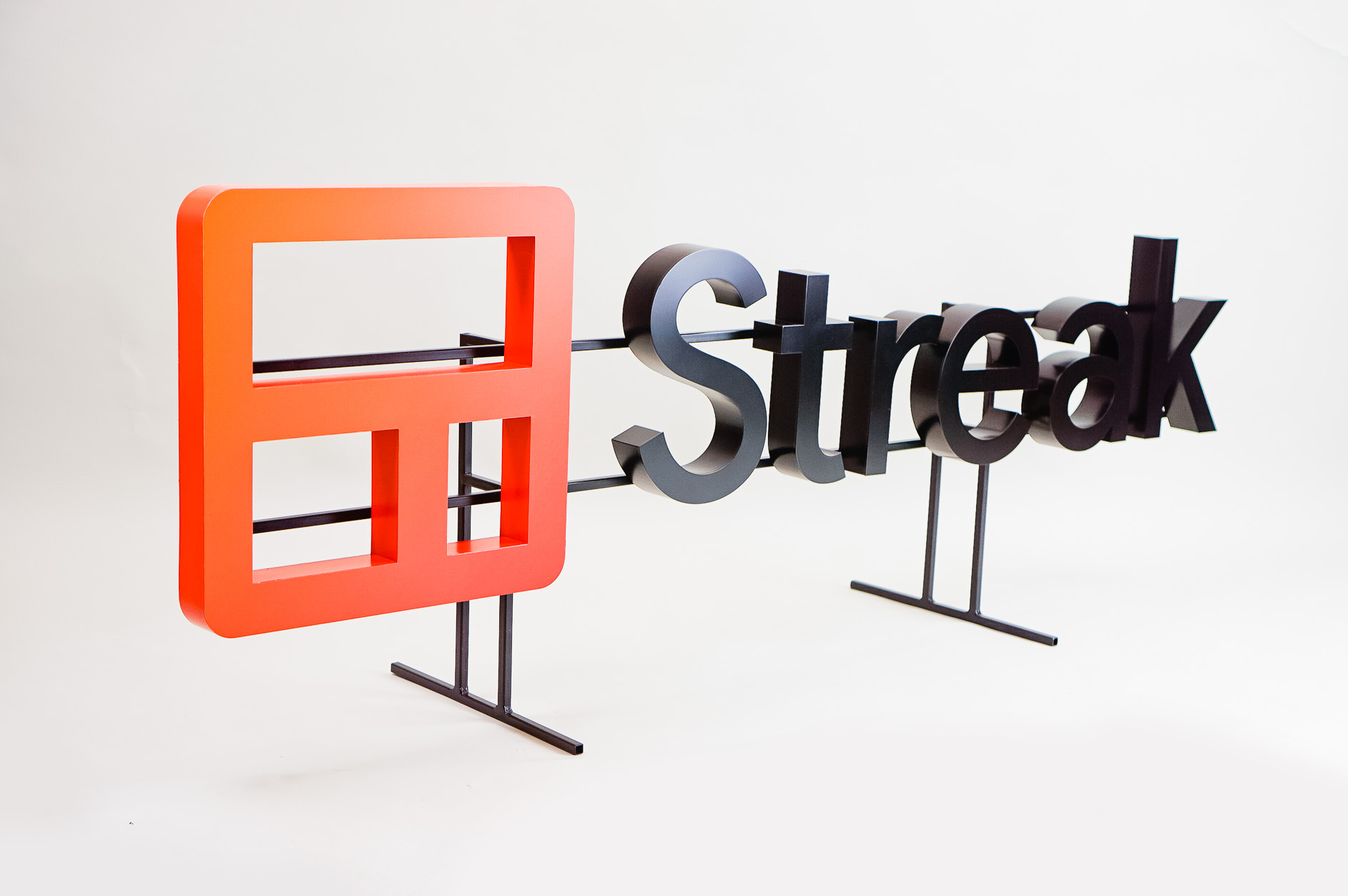 Freestanding cutout logo on a shelf at the entrance of Streak, a San Francisco based relationship management platform for Gmail. Freestanding cutout logo on a shelf at the entrance of Streak, a San Francisco based relationship management platform for Gmail.