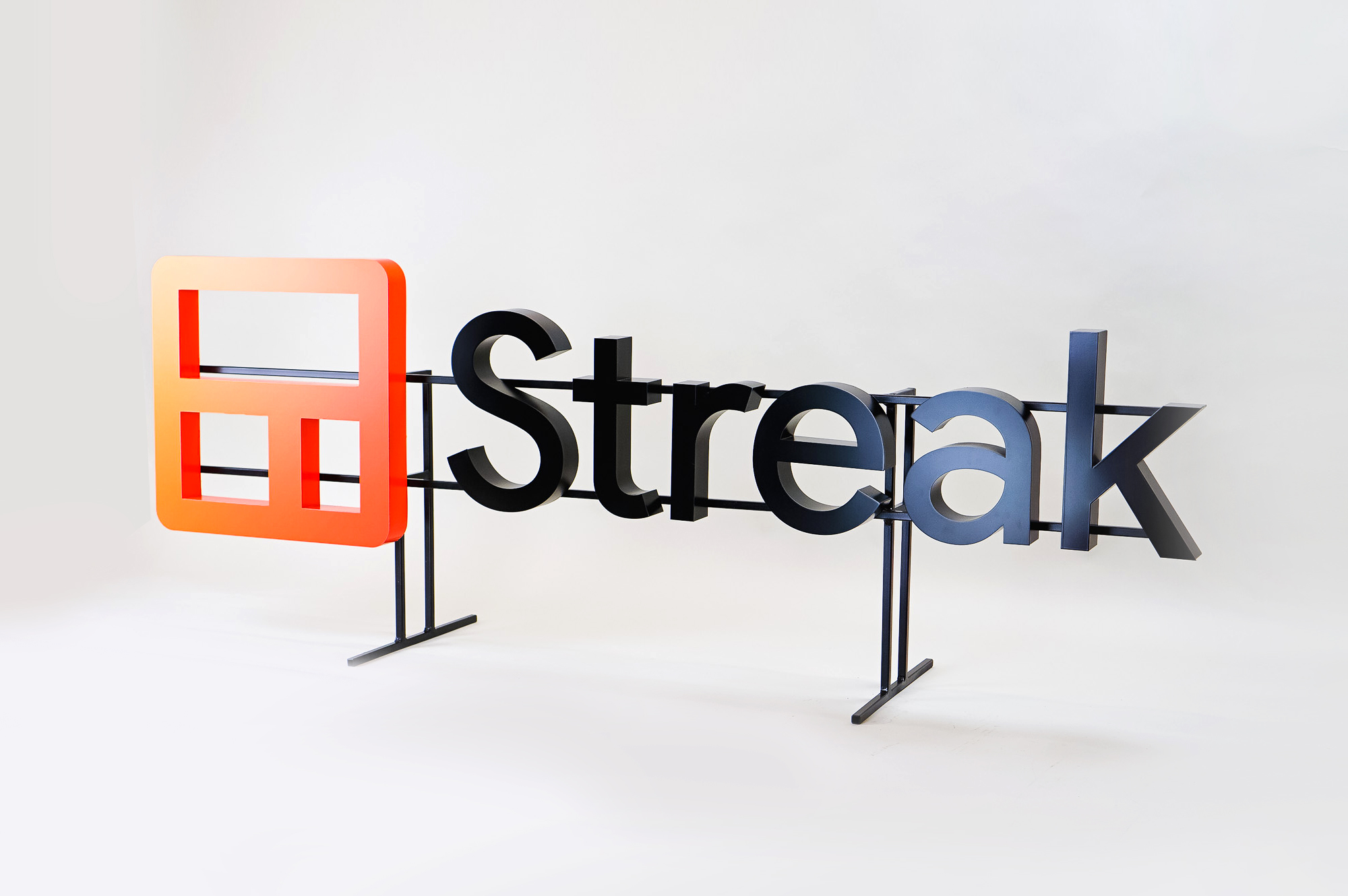 Freestanding cutout logo on a shelf at the entrance of Streak, a San Francisco based relationship management platform for Gmail. Freestanding cutout logo on a shelf at the entrance of Streak, a San Francisco based relationship management platform for Gmail.