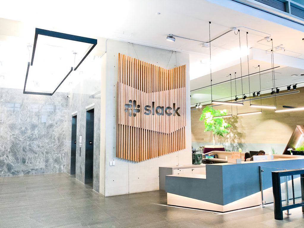 Slack lobby sign - installed